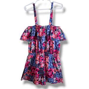 Picapino Girls 8 Floral Flounce Shorts Romper